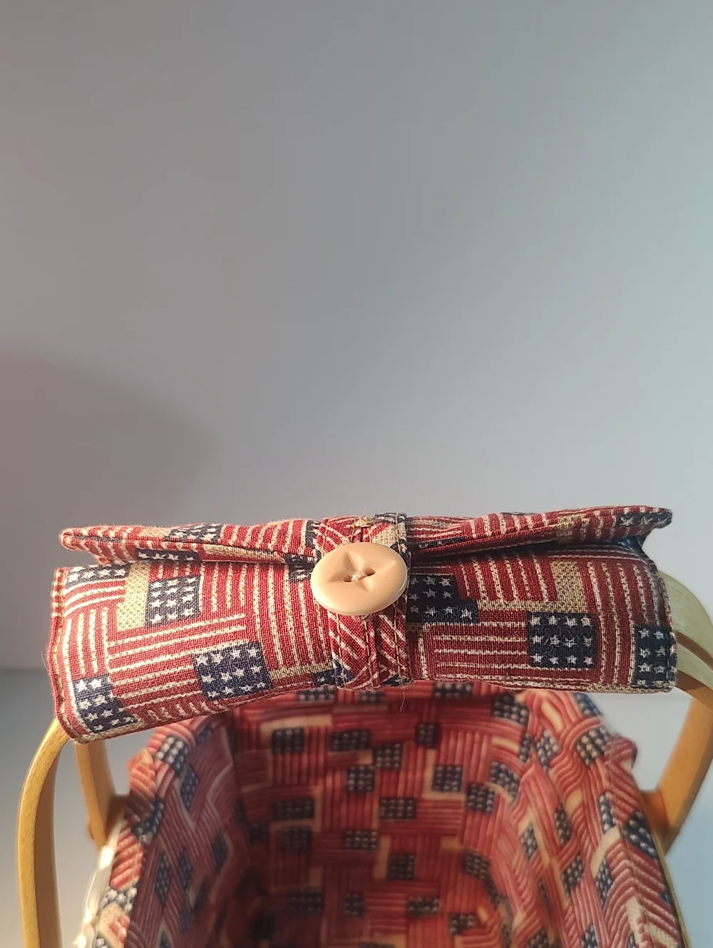 Longaberger Small Market Basket With Old Glory Liner, Flag Tie On, & Handle Tie